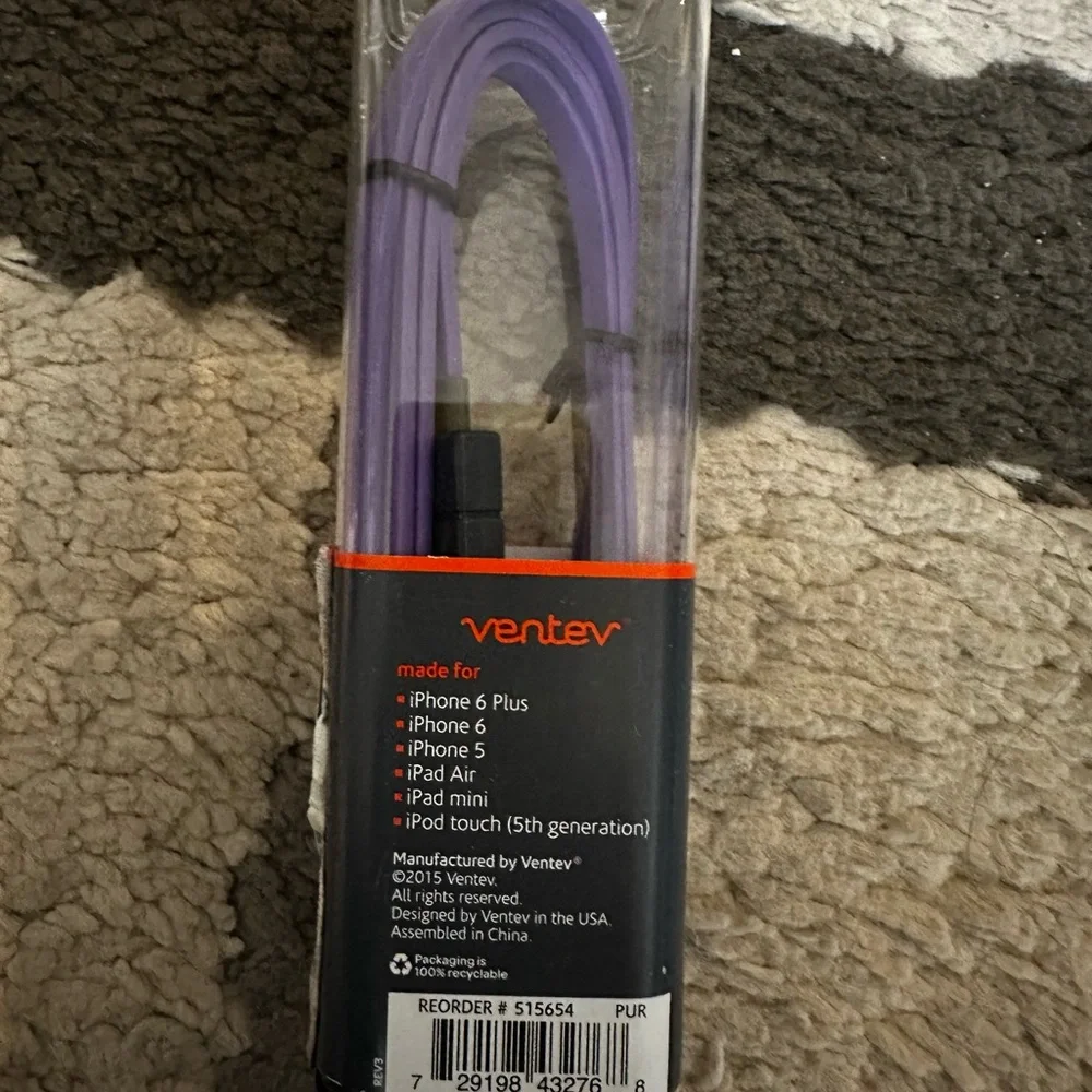 Purple USB Cable for iPod, iPhone, and iPad